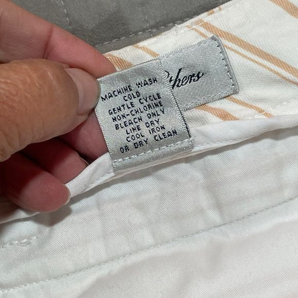 Brooks Brothers Women's Sz 16 Stretch Cropped Ankle Pants White Tan Striped - Picture 8 of 10